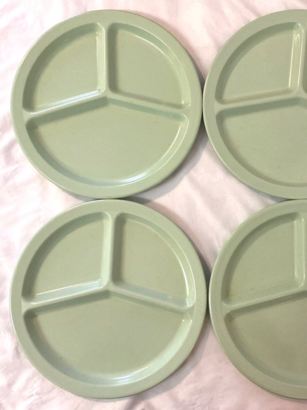 Vintage Texas Ware Melamine Plastic Mint Green Divided Plates Set Of 4 10”